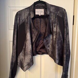 Rachel Roy Faux Leather Asymmetrical Crop Jacket – Size Large